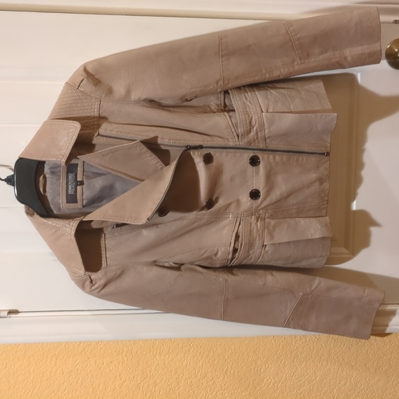 Leather Jacket Beige Size M - Picture 3 of 13